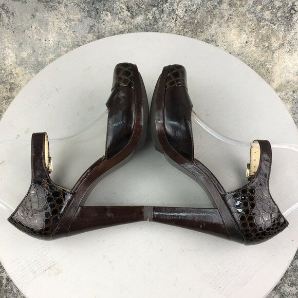 MMK Michael Kors Women's Size 8.5M Brown Leather Ankle Strap High Heel Pumps - Picture 9 of 15